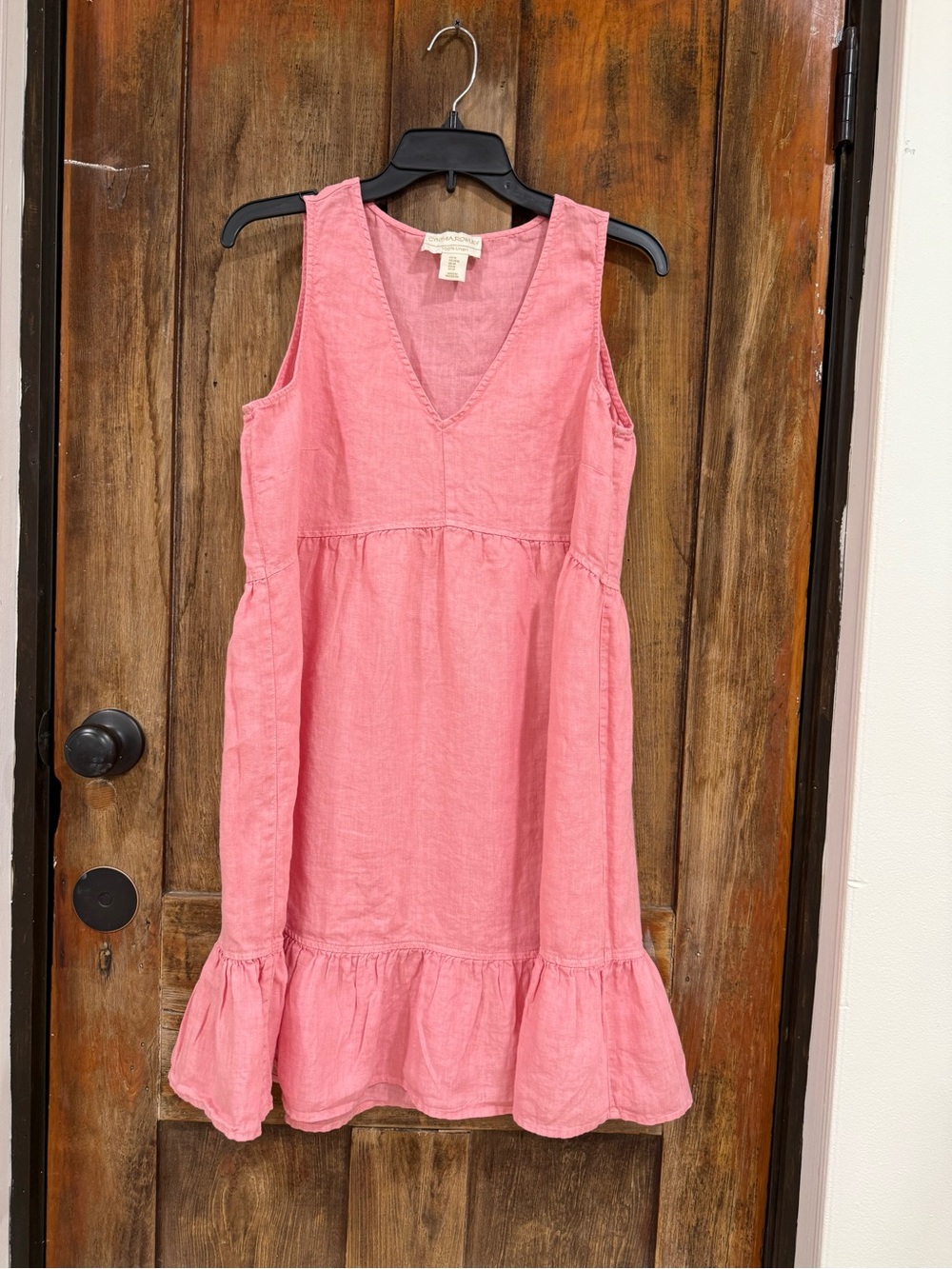 Cynthia Rowley Pink Sleeveless V-Neck Ruffle-Hem Dress